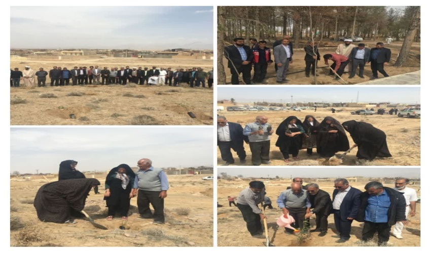 کشت ۲۶۰ اصله نهال مثمر زیتون ،بادام کوهی و گلابی در پارک حسن آباد مرشدبخش گاریزات شهرستان تفت