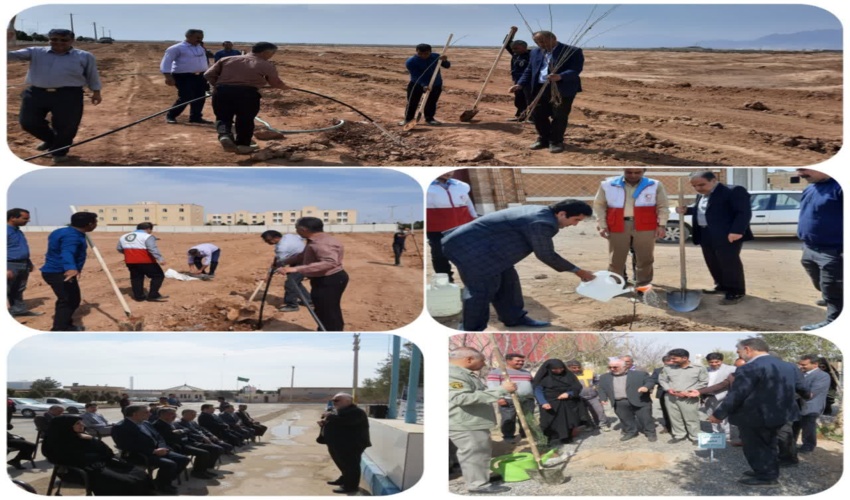 آئین درختکاری در محل دانشگاه حائری میبد و پارک محیط بان و مجموعه حمل و نقلی شهرستان میبد