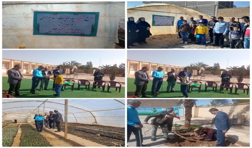 بازدید از طرح شهید مرادی و مراسم درختکاری به مناسبت آخرین روز از هفته منابع طبیعی در آموزشگاه میلاد شهرستان اردکان