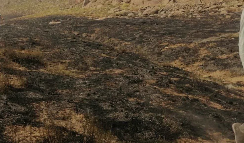 گزارش وقوع آتش سوزی در ارتفاعات مشرف به شهر نیر در شهرستان تفت در تاریخ 1403/04/08